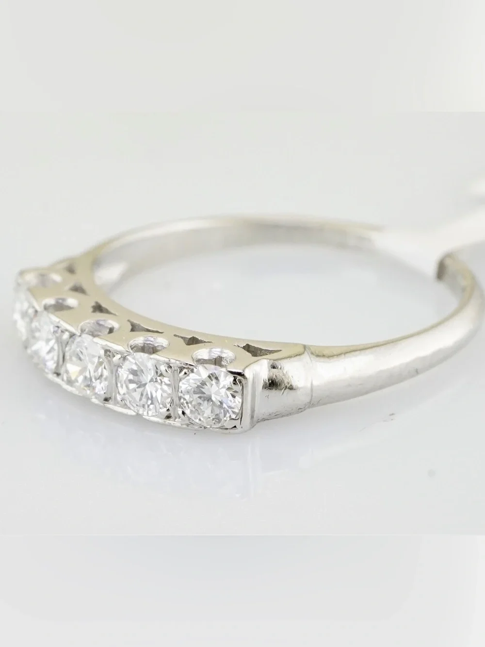 Art deco inspired platinum and natural diamond anniversary band / wedding band